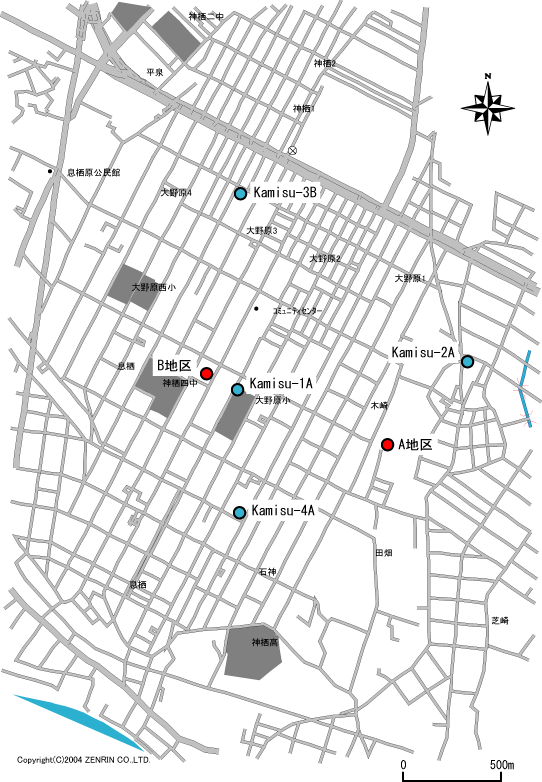 神栖市有機砒素地質汚染現場地図