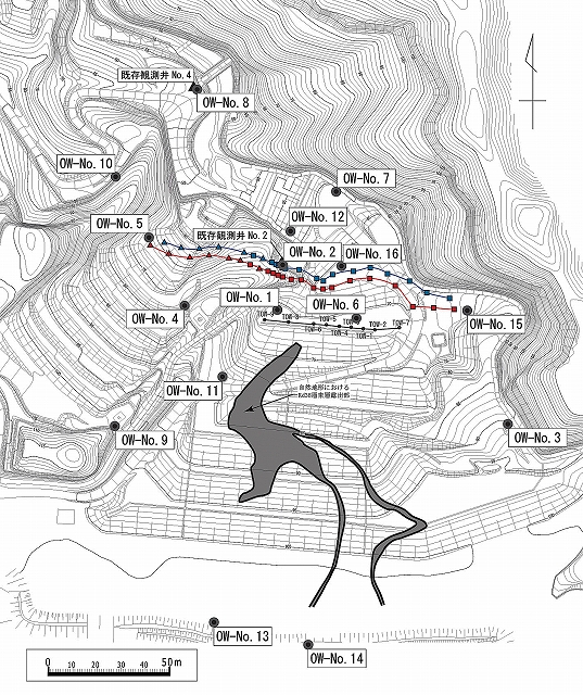 千葉県富津市最終処分場観測井設置位置図